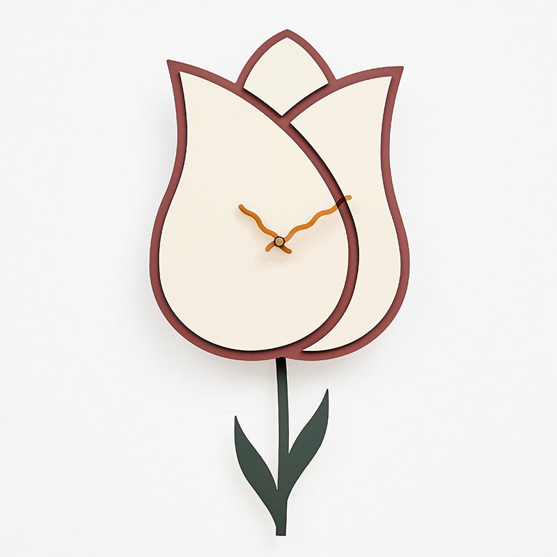 Flower Pendulum Wall Clock for Study Room