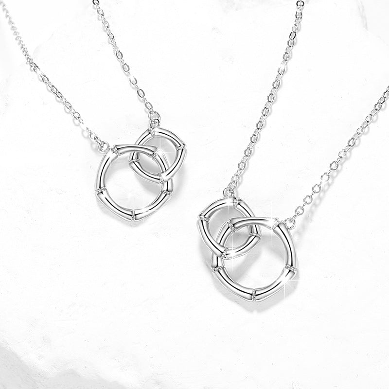 Matching Interlocking Rings Necklaces Set for Couples
