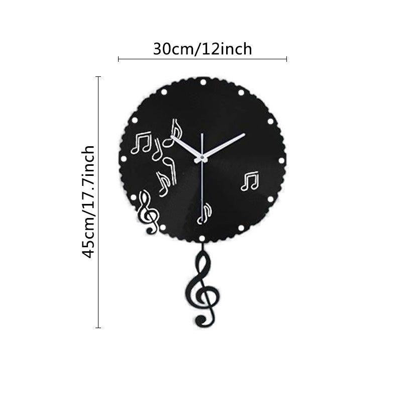 Music Notes Pendulum Silent Wall Clock
