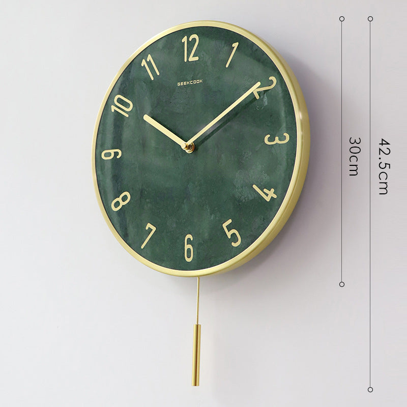 Natural Marble Pendulum Analog Wall Clock
