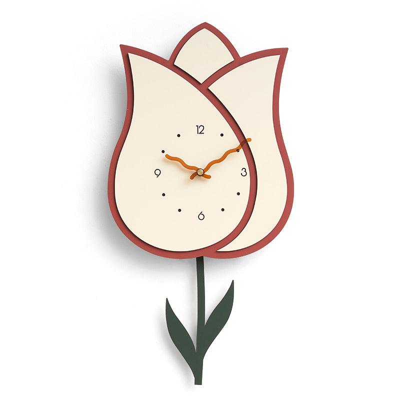 Flower Pendulum Wall Clock for Study Room