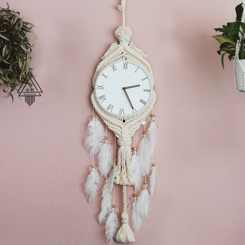 Loforay™ Roman Numerals Woven Nordic Wall Hanging Silent Clock