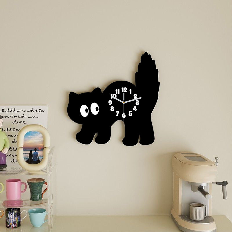 Black Cat Kids Bedroom Silent Wall Clock