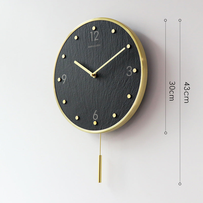 Natural Marble Pendulum Analog Silent Clock