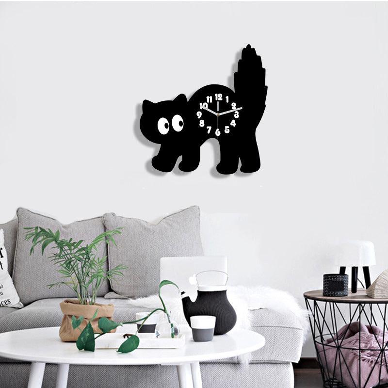 Black Cat Kids Bedroom Silent Wall Clock