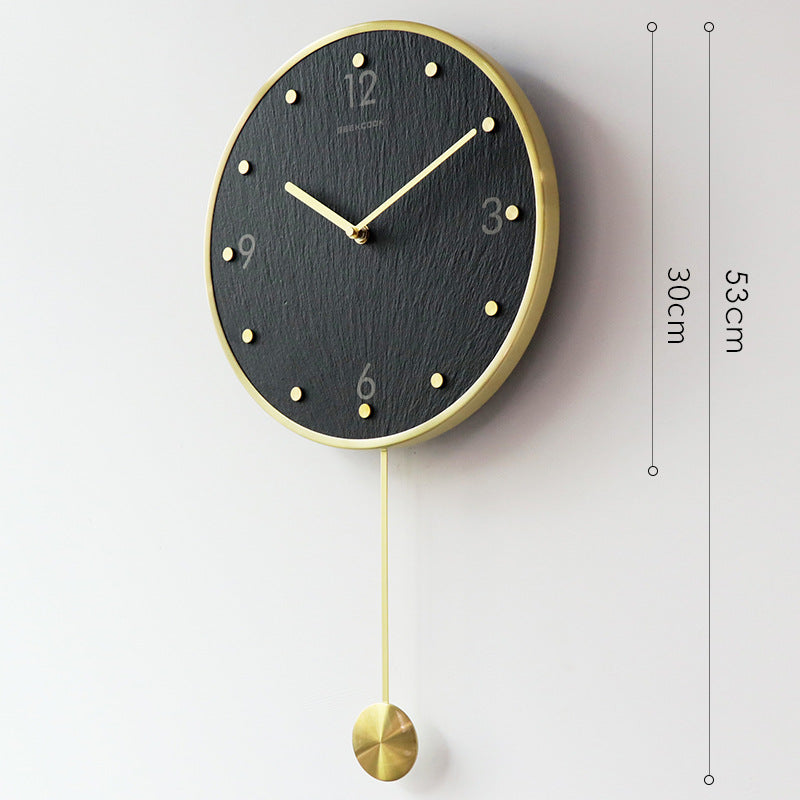 Natural Marble Pendulum Analog Silent Clock
