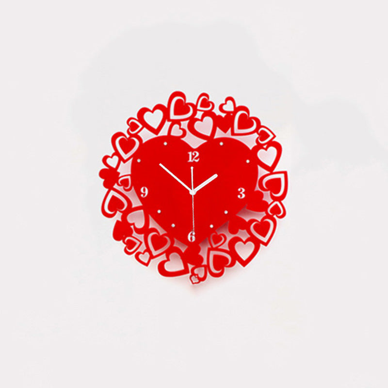 Hearts Acrylic Wall Decorative Silent Clock