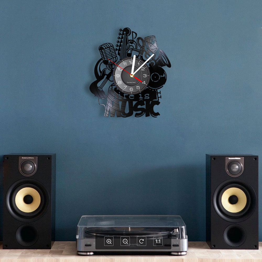 Music Theme Wall Décor Silent Lp Record Clock
