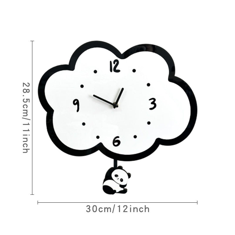 Cute Panda Pendulum Silent Clock for Kids Bedroom