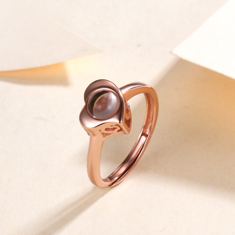 Photo Projection Heart Ring - Adjustable Size