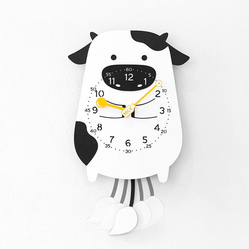 Cow Kids Bedroom Pendulum Silent Clock
