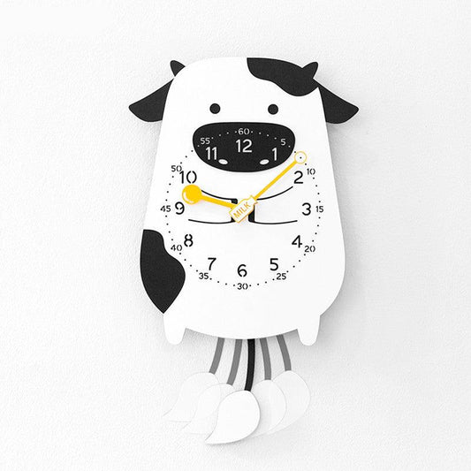 Cow Kids Bedroom Pendulum Silent Clock