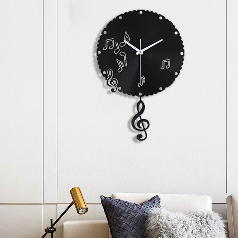 Music Notes Pendulum Silent Wall Clock