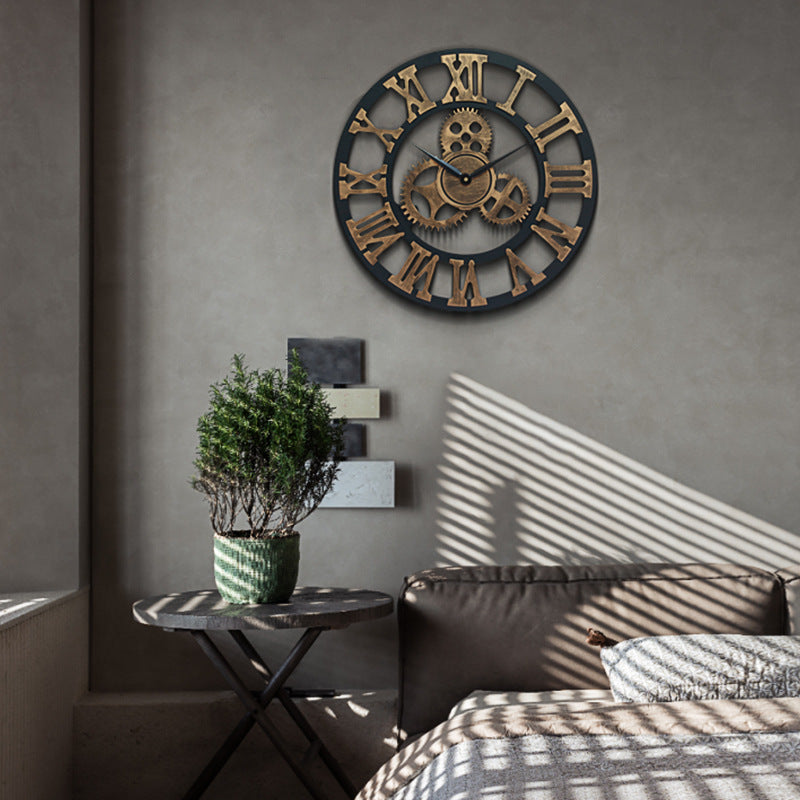 Roman Letters 3D Gears Wall Clock for Livingroom 16 Inches