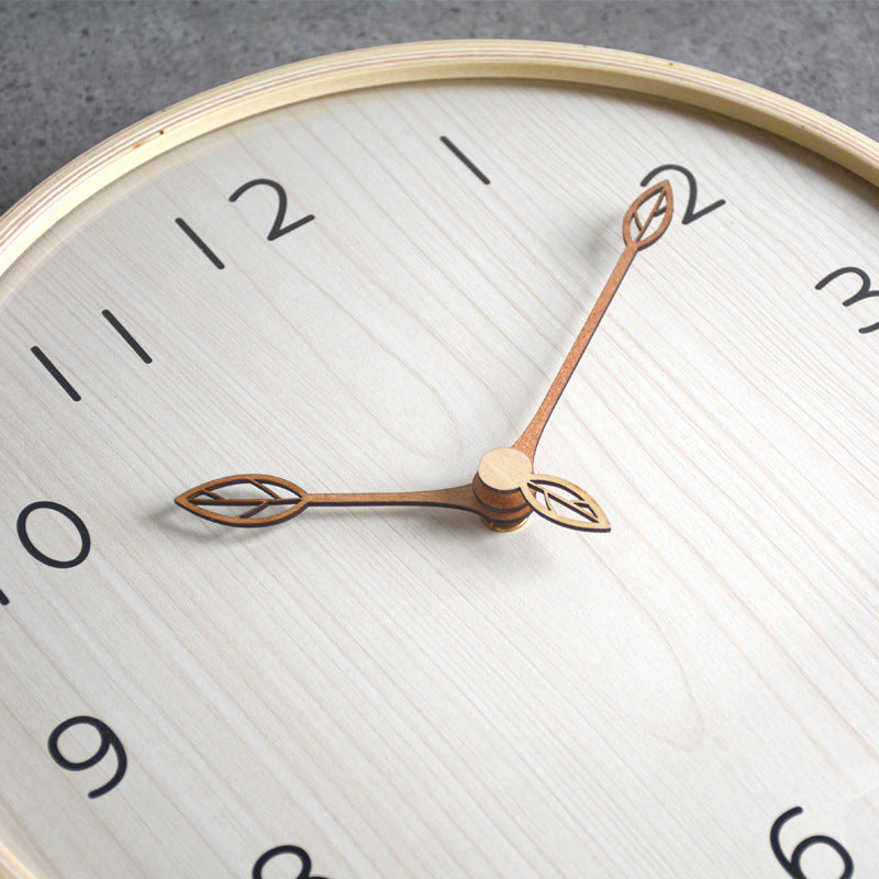 Round Wooden Analogue Wall Clock for Home
