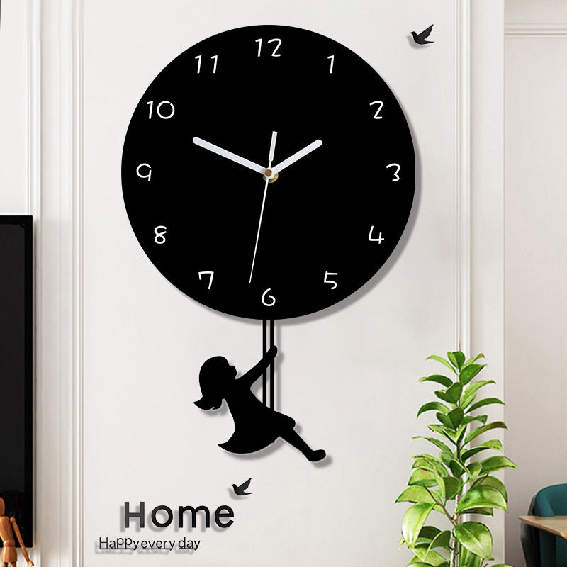 Swinging Girl Pendulum Silent Wall Clock