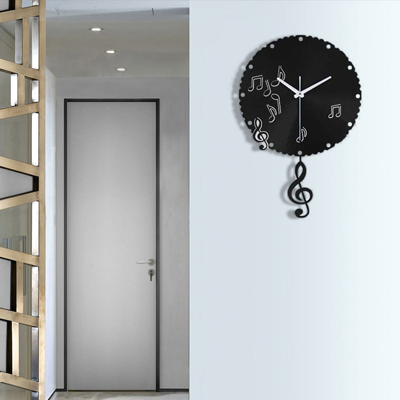 Music Notes Pendulum Silent Wall Clock