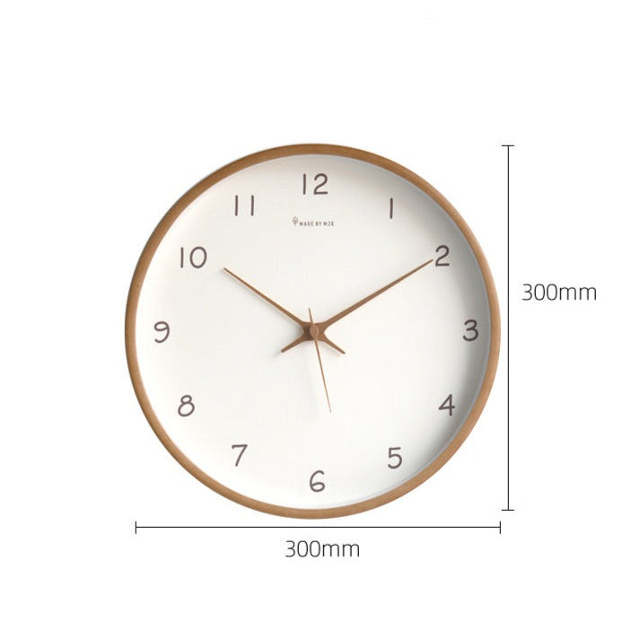 Simple Solid Wood Analogue Wall Clock for Home