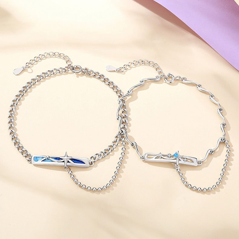 Matching North Star Bracelets Set for Couples