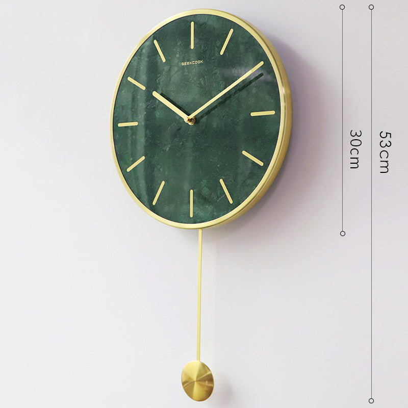 Natural Marble Pendulum Analog Wall Clock