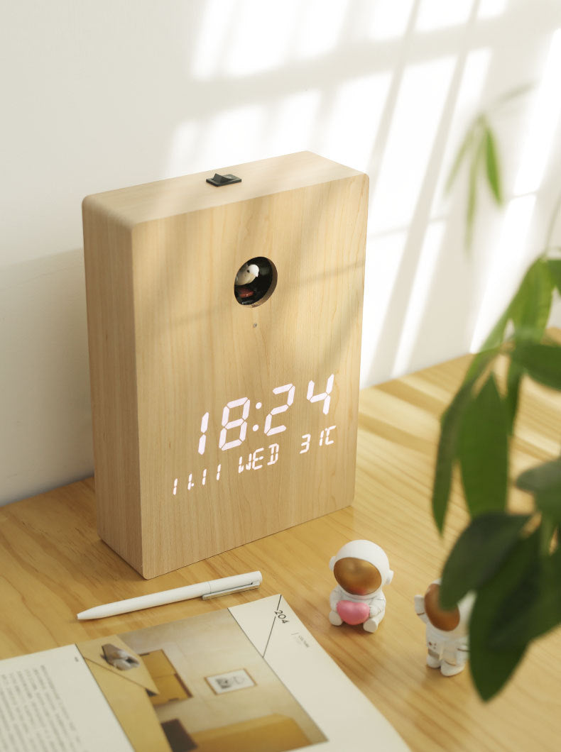 Loforay™ Led Digital Pendulum Cuckoo Wooden Clock - 12 Inches