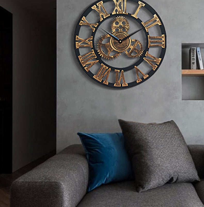 Roman Letters 3D Gears Wall Clock for Livingroom 16 Inches