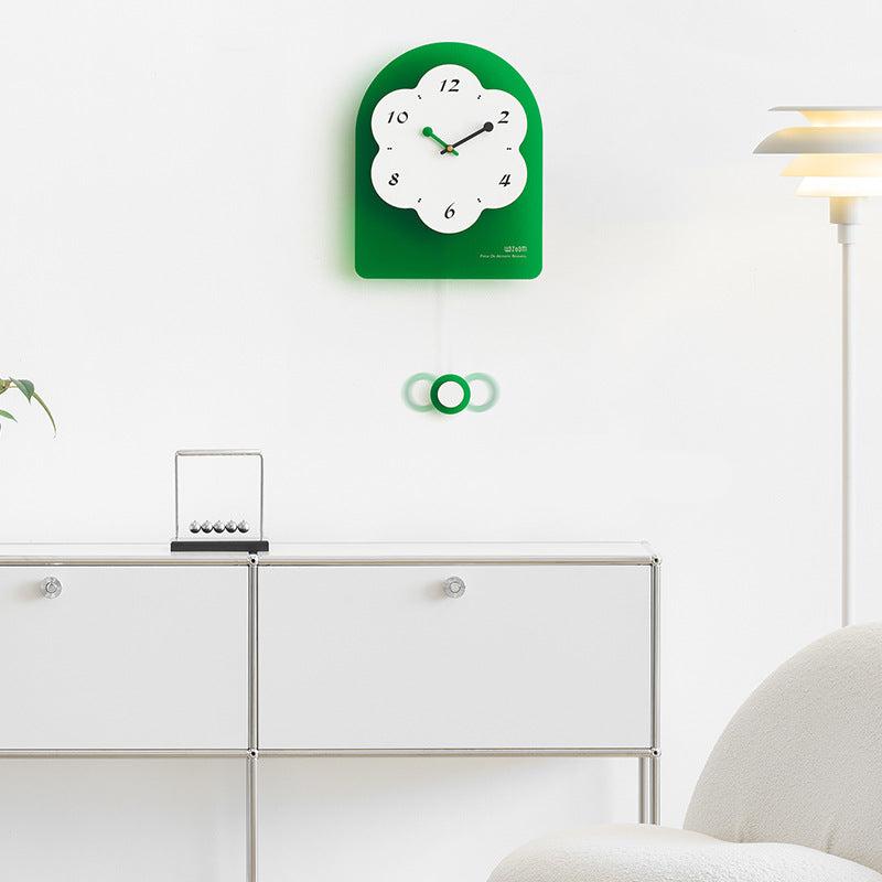 Flower Shaped Wall Décor Pendulum Clock