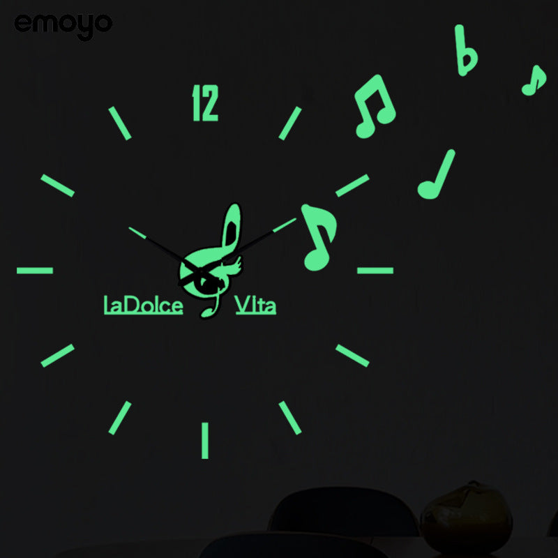 Music Notes 3D Sticker DIY Silent Wall Clock