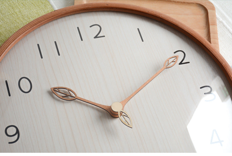 Round Wooden Analogue Wall Clock for Home
