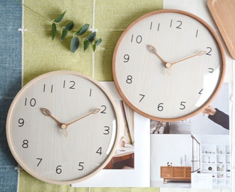 Round Wooden Analogue Wall Clock for Home