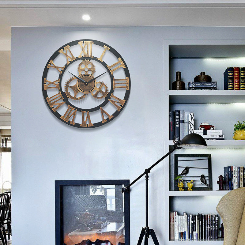 Roman Letters 3D Gears Wall Clock for Livingroom 16 Inches
