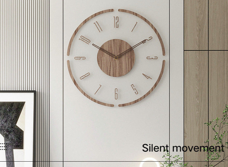 Nordic Solid Wood Silent Wall Clock 14 Inches