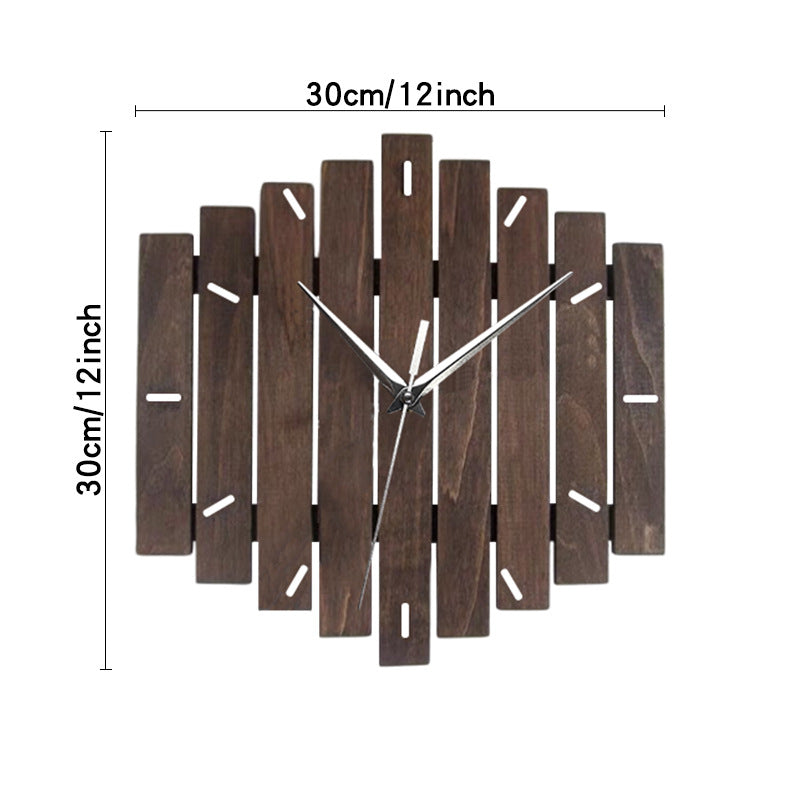 Unique Solid Wood Vintage Analog Silent Clock