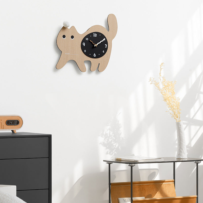 Cute Cat Kids Bedroom Silent Wall Clock