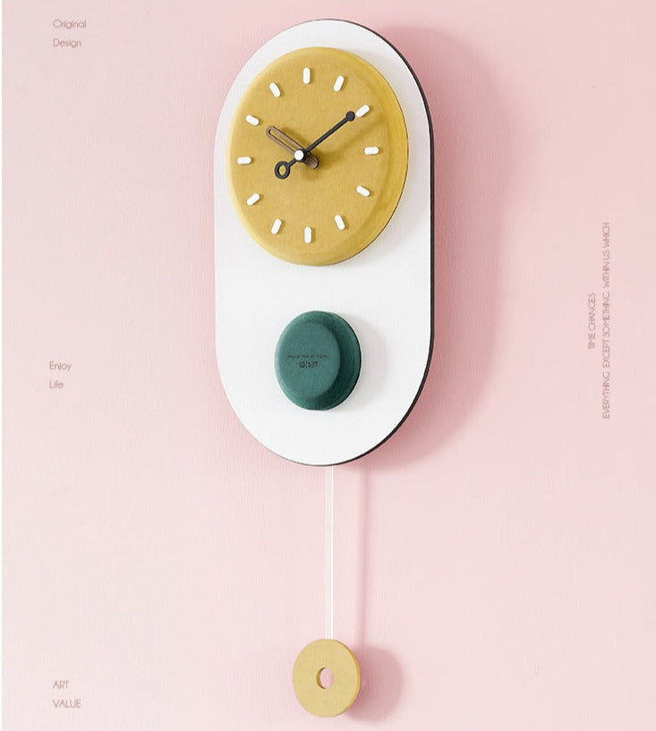 3D Nordic Pendulum Wall Clock for Living Room