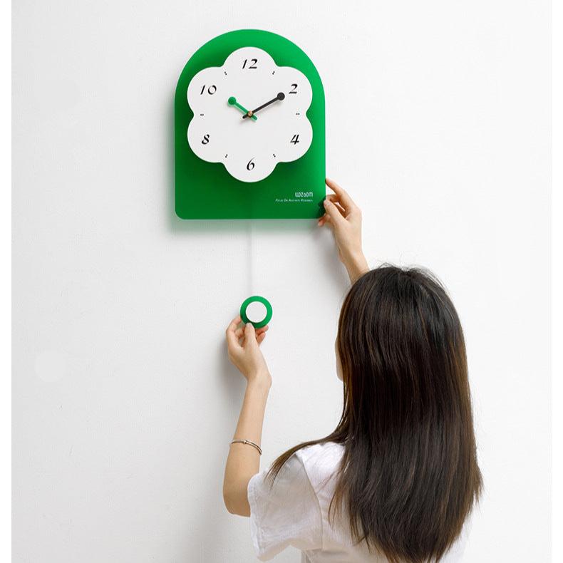 Flower Shaped Wall Décor Pendulum Clock