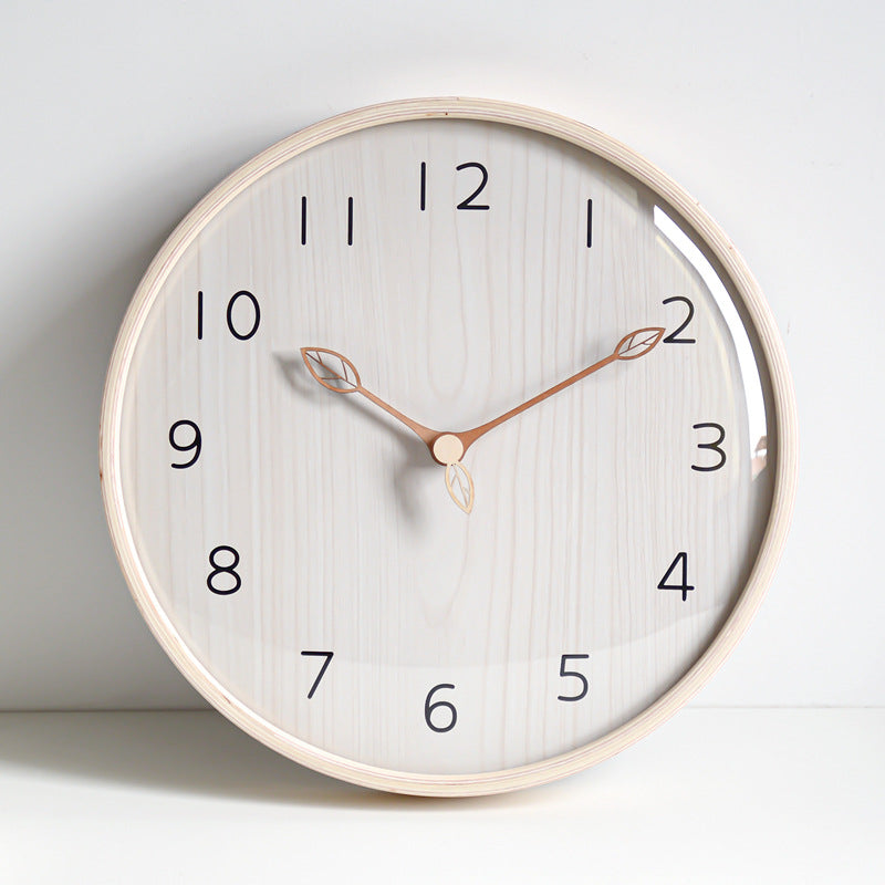 Round Wooden Analogue Wall Clock for Home
