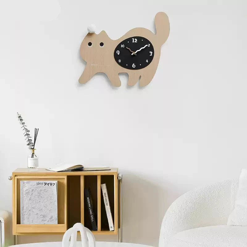Cute Cat Kids Bedroom Silent Wall Clock
