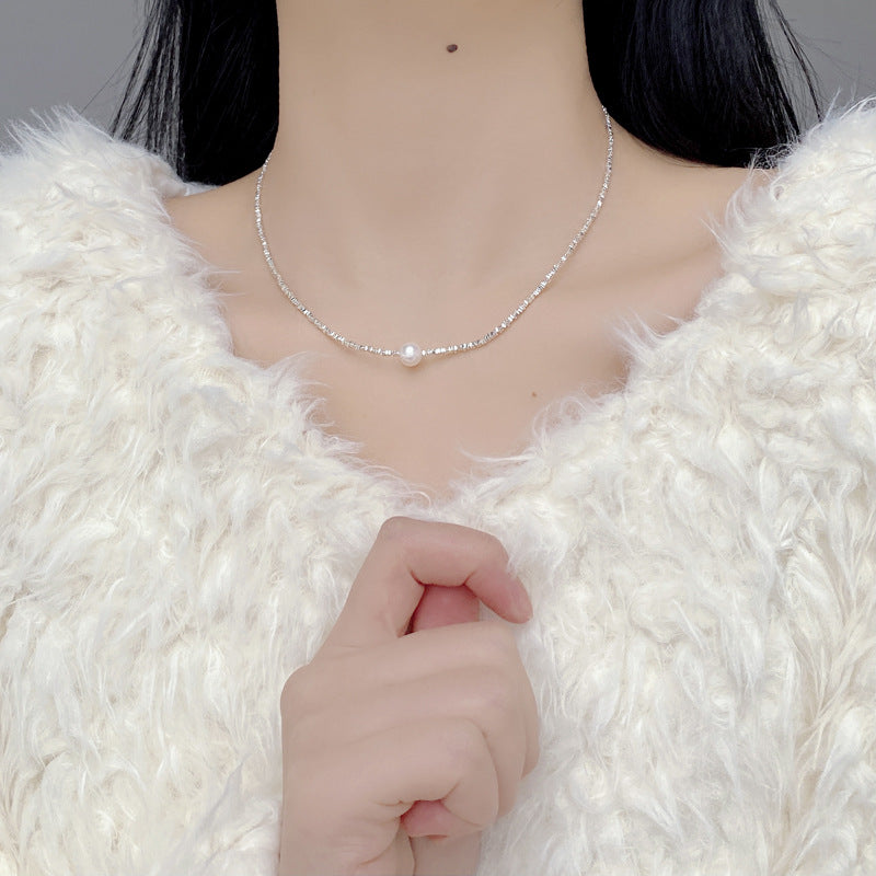 Natural Pearl Sterling Silver Necklace