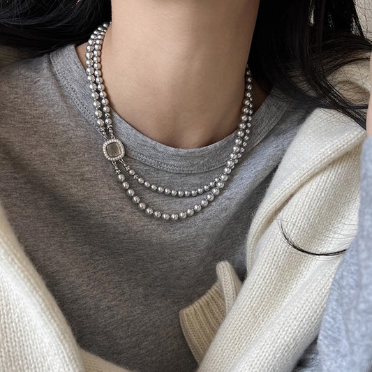 Double Layered Pearl Necklace for Women