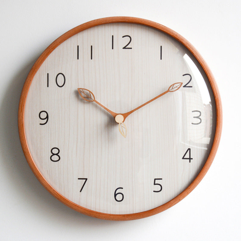 Round Wooden Analogue Wall Clock for Home