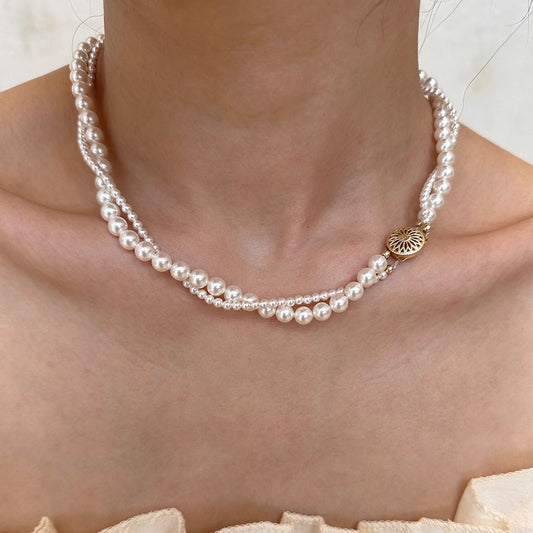 Double Strand Pearl Necklace for Women