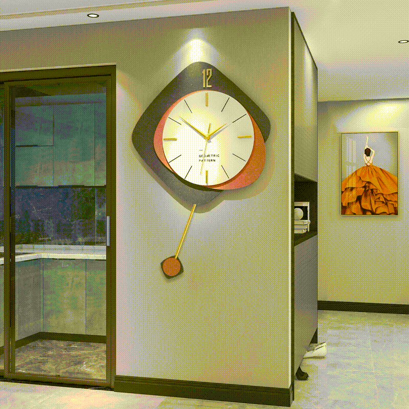 Wall Decor Pendulum Wall Clock for Livingroom Battery Operated