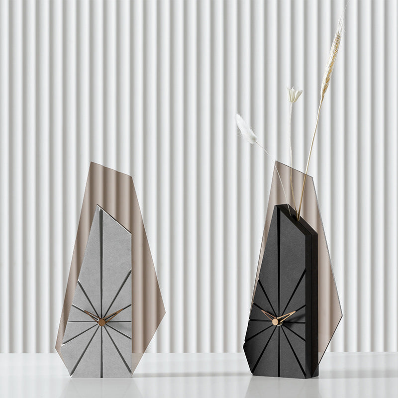 Unique Decorative Vase Table Clock for Living Room