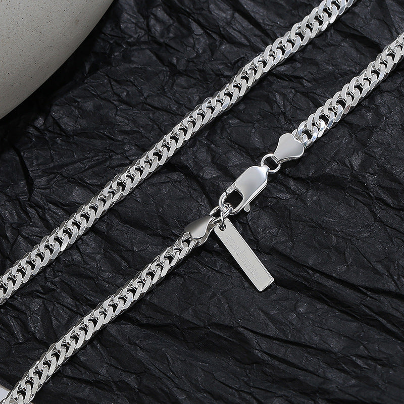 Custom Engraved Cuban Chain Sterling Silver Necklace
