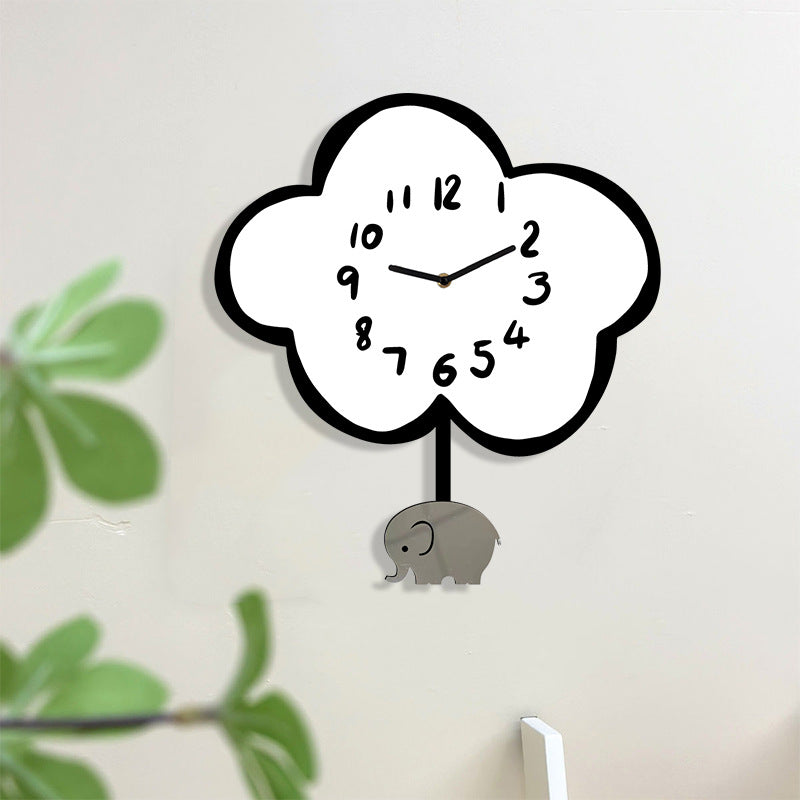 Cute Animals Silent Pendulum Clock for Kids Bedroom