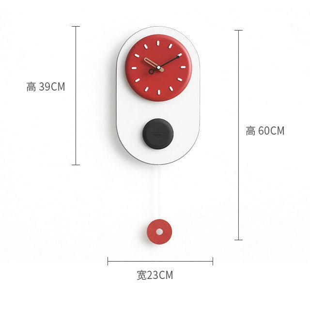 3D Nordic Pendulum Wall Clock for Living Room