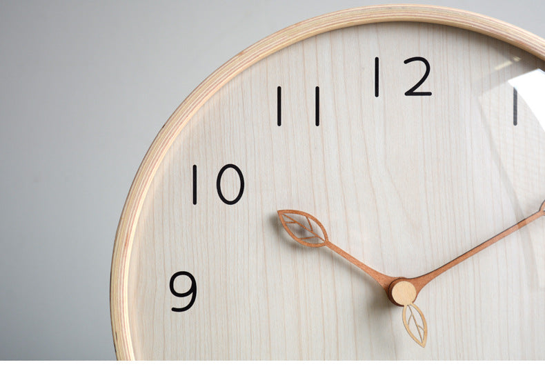 Round Wooden Analogue Wall Clock for Home
