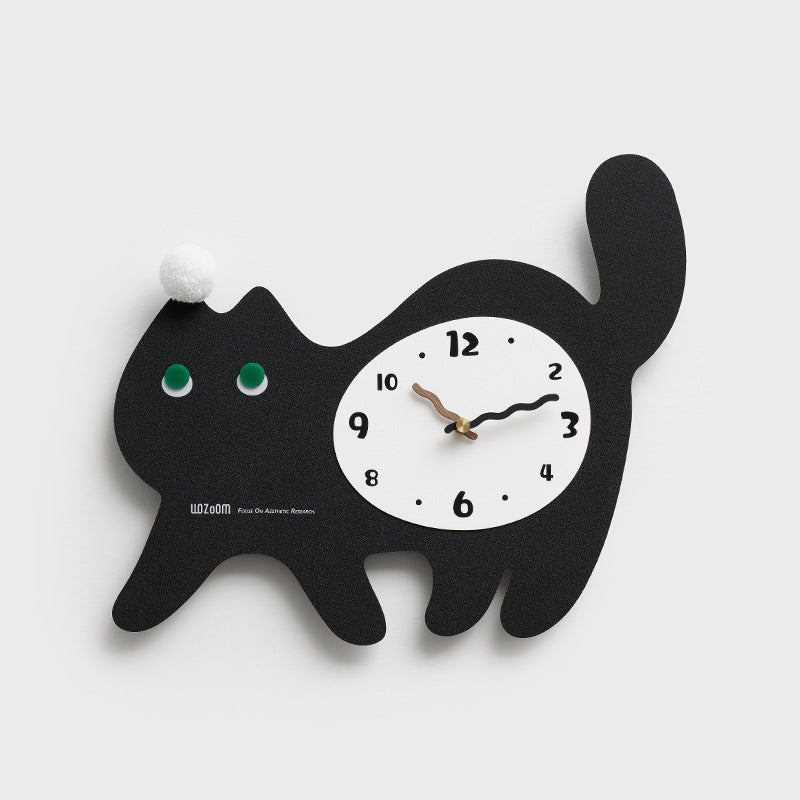 Cute Cat Kids Bedroom Silent Wall Clock