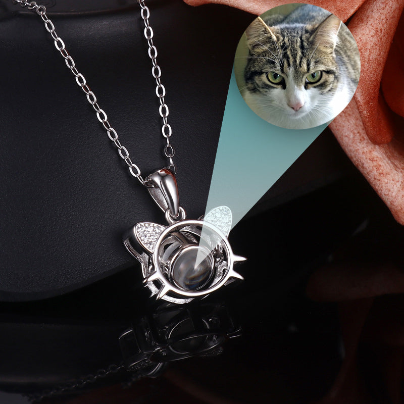 Cute Kitty Photo Projection Necklace